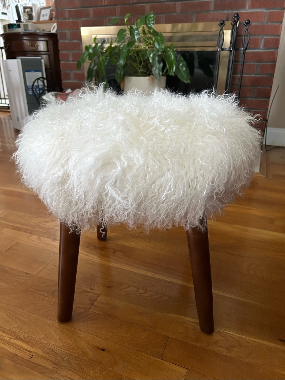 Dwell Studios Wellington White Fur Ottoman *NEW